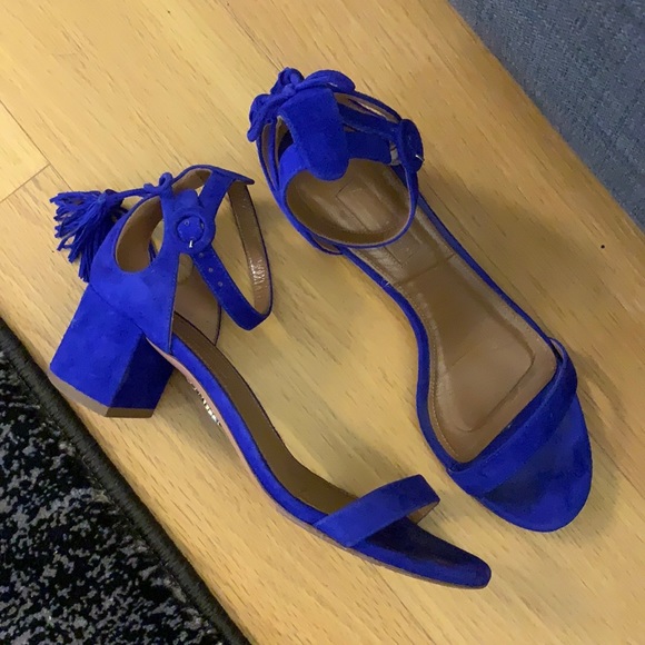 Aquazzur Strip Heels Sandal- 36.5 Suede